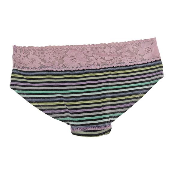 Victoria's Secret HipHugger Hipster Colorful Strip Pink Lace Waist Medium - Picture 4 of 4